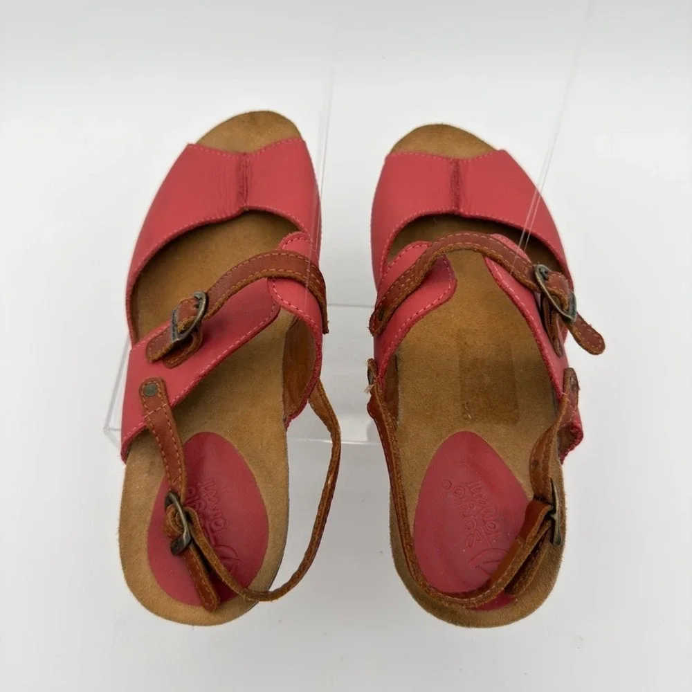 Sergio Tomani Leather Slingback Comfort Sandals Coral Pink EU 40 Womens